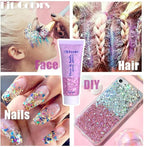 Body Glitter Face Glitter Gel: Singer Concerts Disco Festival Rave Accessories Face Glitter Makeup 150ml Chunky Sequins Mermaid Face Body Hair Glitter Gel (Pink+Blue+Purple+Rose+White+Silver+Gold)