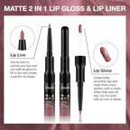 evpct 1Pcs Neutral Mauve Matte Lip Liner and Liquid Lipstick Stain Makeup Set for Women, Mauve Long Lasting Smudge Proof Lipstick labiales matte mate larga duracion listip 24 hours originales, 34#