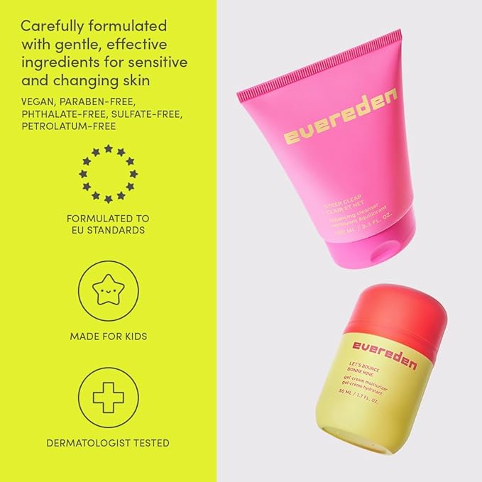 Evereden Steer Clear Balancing Jelly Cleanser: Clean & Vegan Teen Skin Care for Oily & Pimple-Prone Skin - Pre Teen Face Wash - Gently Cleanses Pores Without Drying
