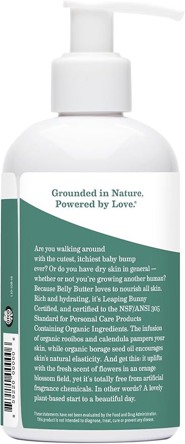 Earth Mama Belly Butter, Maternity Moisturizer for Dry Skin | Lotion for Pregnancy and Postpartum Recovery Self Care, Body Cream with Aloe, Fragrance Free, 8-Fluid Ounce