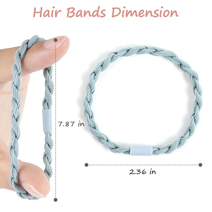 20 PCS Hair Ties and Bands, 4 Styles Cute Blue Boho Hair Accessories for Thick or Thin Hair - No Damage Elastic Bracelets with Beads for Girls and Women