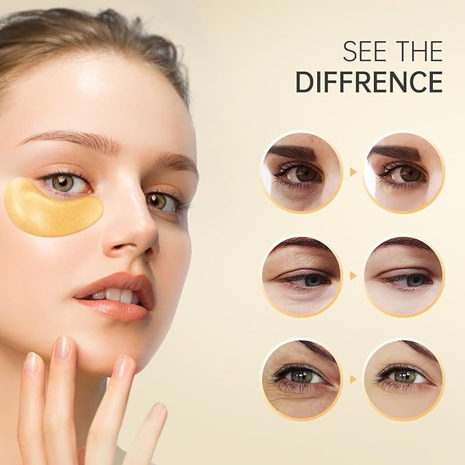 20 Pairs 24K Gold Under Eye Patches Face Masks Dark Circles Puffy Eye Bags Collagen Skincare Spa Trip Gift Eye Mask