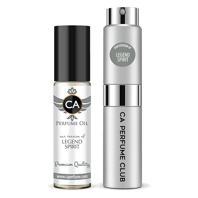 CA Perfume Duo Impression of Legend Spirit For Men Perfume Layering Set Mens Cologne Long Lasting Travel Size EDP + Body Oil Roll-On Bottle 0.27 Fl Oz+0.33 Fl Oz
