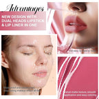 1Pcs 2 in 1 Hot Mauve Matte Lip Liner and Liquid Lipstick Stain Makeup Set for women, Hot Mauve Long Lasting Smudge Proof Lip Tint Matte Finish Lip Gloss for All-Day Color Hold Easy to Use 63#