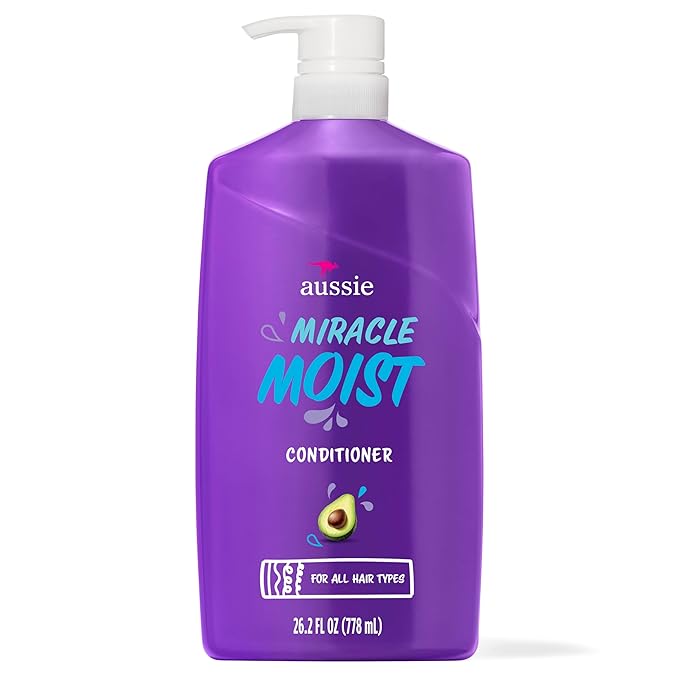 Aussie Miracle Moist with Avocado & Jojoba Oil, Paraben Free Conditioner, 26.2 fl oz