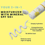 Daily Repair & Protect Moisturizer with Mineral Sunscreen Face SPF 50+ I With Squalane and Aloe Vera for Deep Moisture I UVA/UVB & Blue Light Protection I No White Cast I Reef Safe I Vegan
