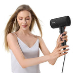 FUNTIN Hair Dryer, Blow Dryer with Diffuser Brush Comb for Women 4C Thick Curly Hair 1800w-Professional Black