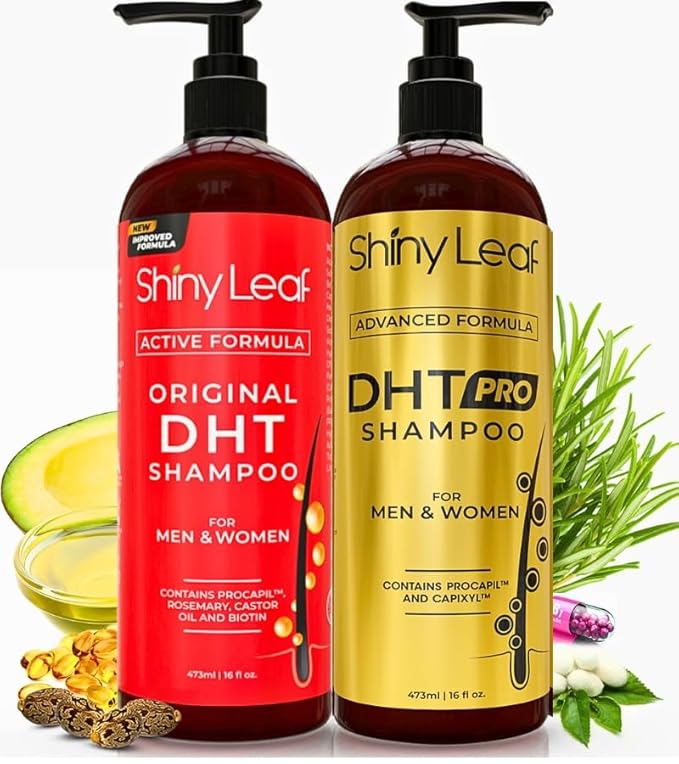 DHT Blocking Shampoo Bundle - Anti-Hair Loss Shampoos For Women and Men With Biotin, Procapil and Capyxil For Daily Use, 2 x 16 oz by Shiny Leaf