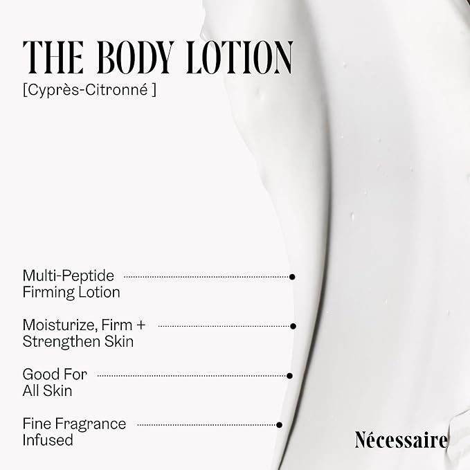 Nécessaire The Body Lotion Cyprès-Citronné – Multi-Peptide Body Moisturizer for Women + Men – Non-Comedogenic Body Lotion with Niacinamide – 450ml/15.2 fl oz