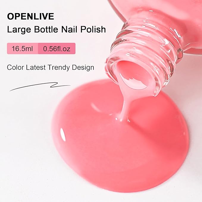 16.5ml Pink Nail Polish Large Volume Quick Drying Nail Polish, Fast Drying and Long Lasting Color Nail Art DIY Home Manicure Gift for Women