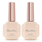 MelodySusie No Wipe Glossy Top Coat Long Lasting Shine Finish Soak Off UV LED Nail Lamp Nail Polish Art Design Manicure Kit Perfect Gifts for Women Girls 2 Pcs 15ml Clear
