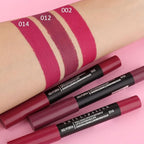 evpct 3Pcs Plum Purple Wine Red Matte Lip Sticks Crayon Lip Liner Lipstick Pencil Set for Women Long Lasting 24 Hour Waterproof Lip Liner and Lipstick Set labiales mate 24 horas originales 02&12&14