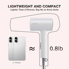 Blow Dryer with Diffuser, 1875W Fast-Drying, Foldable, Ionic Turbo Hair Dryer with Diffuser & Concentrator Nozzle, Compact, 3 Heat & 2 Speed Settings, 8FT Cord for Home Salon, White