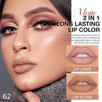 evpct 1Pcs True Nude Matte Lip Liner & Liquid Lipstick Stain Makeup Set for Women, Nude Lip Liner Stain Long Lasting Waterproof Smudge Proof, Cruelty Free Liquid Lip Stick Makeup 24 hours originales