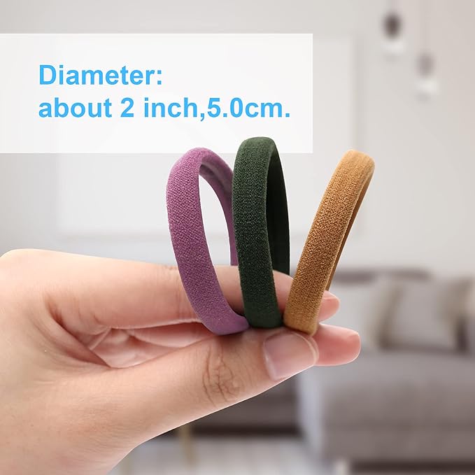 100PCS Colorful Large Hair Ties, Cotton Hair Bands Seamless Ponytail Holders for Women, Hair Elastics No Damage, 10 Colors by BAOLI