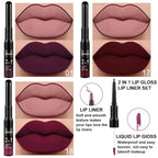 evpct 3Pcs Dark Red Purple Plum Matte Liquid Lipstick and Lip Liner Set for Women Matte Burgundy Lip Tint Stain Long Lasting Waterproof, Black Cherry Blood Red Mauve Brown Gothic Goth Lipsticks Makeup