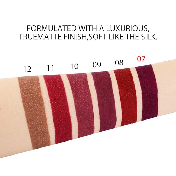 evpct 1Pcs Plum Purple Silky Velvet Matte Liquid Lipstick Lip Gloss Set for Women Long Lasting 24 Hours Color Stay Lipstick 07#
