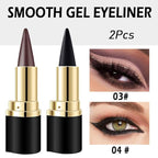 Kaely 2Pcs Black Brown Gel Eyeliner Pencil, Natural Black Eyeliner Cream for Waterline, Long Wear Crayon Eye Liner Waterproof Smudge Proof, Smokey Eye Eyeshadow Palette Gothic Halloween Makeup Set