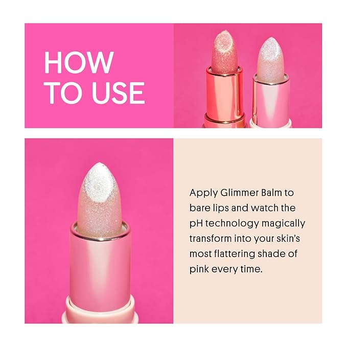 Winky Lux Unicorn Glimmer Balm -Hydrating ph Lip Balm, Natural Pink Tint with pH Color Changing, Moisturize & Soften Lips While Leaving Sheer Pink Tint, with Vanilla Scent