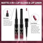 evpct 1Pcs Rose Plum Neutral Matte Lip Liner and Liquid Lipstick Stain Makeup Set for women, Rose Long Lasting Smudge Proof Lipstick labiales matte mate larga duracion listip 24 hours originales, 28#
