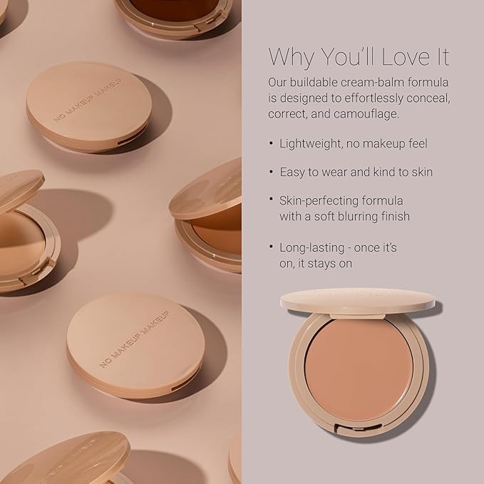 No Makeup Makeup Long-Lasting Lightweight Foundation & Brush Duo | Cruelty-Free, Fragrance-Free, Buildable, Transfer-Proof Makeup (Almond)