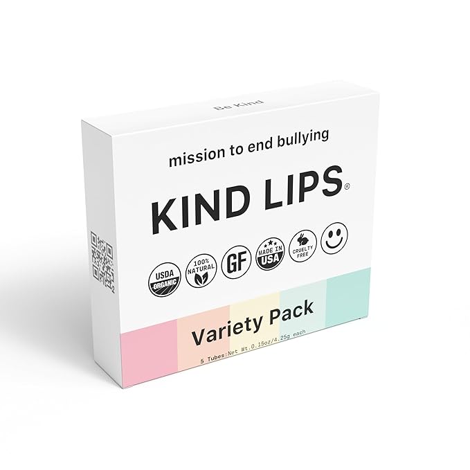 Kind Lips Organic Lip Balm Variety 3-Pack – Sweet Mint, Vanilla Lemon & Georgia Peach • 100% Natural, Clean, Gluten-Free, Grain-Free • Moisturizing Lip Care Made in USA • chapstick Gift Set
