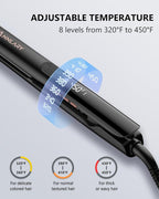 Hair Straightener 1 Inch Flat Iron and Curler 2 in 1 Titanium Ceramic Ionic Dual Voltage Straightener with Heat-Resistant Silicone, for Less Frizz, Shinier & Smoother