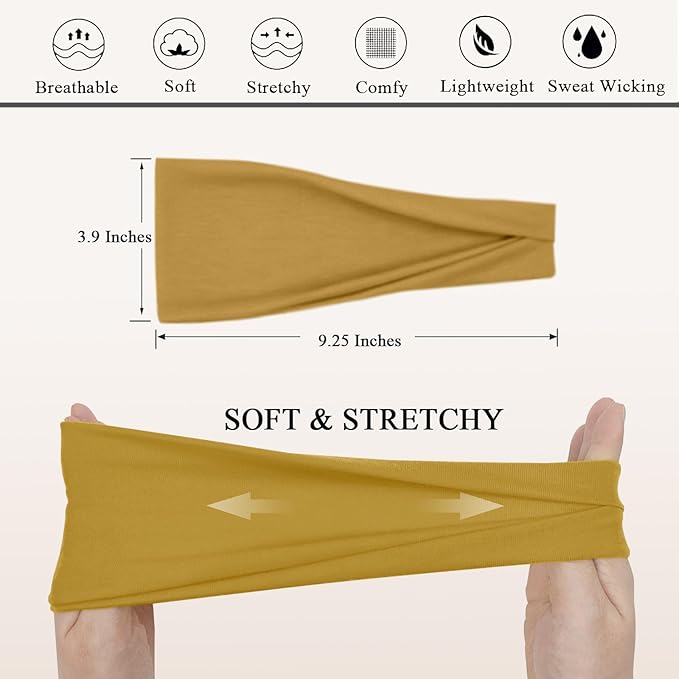 Headbands For Women Headband Elastic Soft Head Bands For Women's Hair Accessories Womens Fashion Yoga Fabric Hair Band 6 Pcs