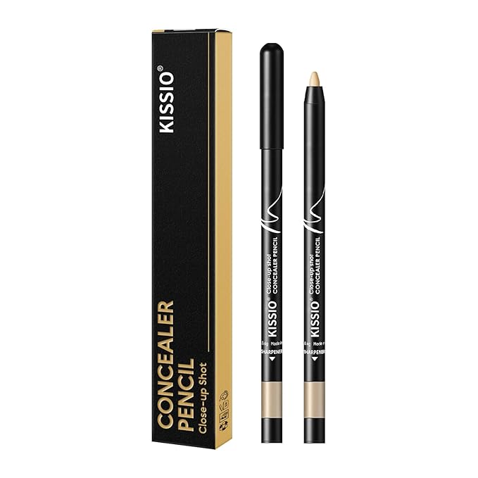 KISSIO Concealer Pencil,Under Eye Concealer,Cover Acne and Freckles,Brightener,Waterproof,Long-lasting,Cream,Makeup Pencil with Sharpener,02 NATURAL