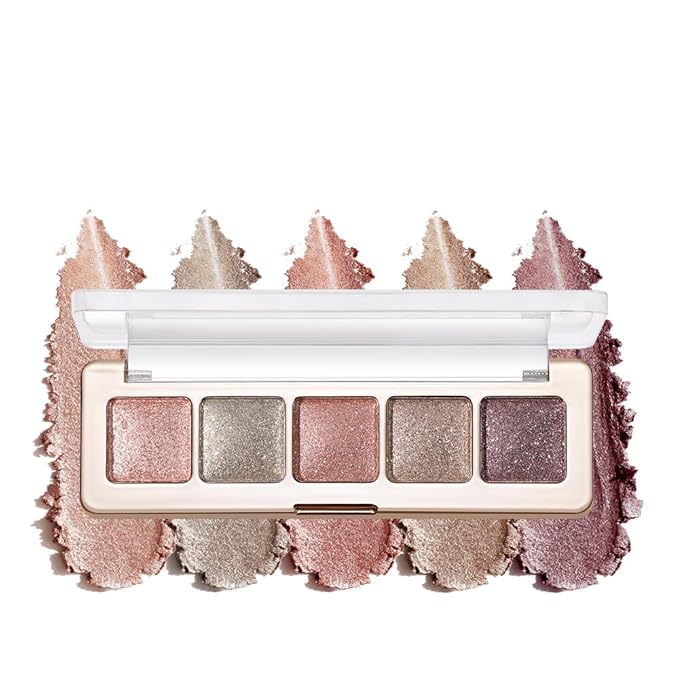 5-Color Eyeshadow Palette, Matte & Shimmer Neutral Browns, Low Saturation High Pigment, Blendable Buildable Waterproof, Smooth Skin-Friendly, 5#