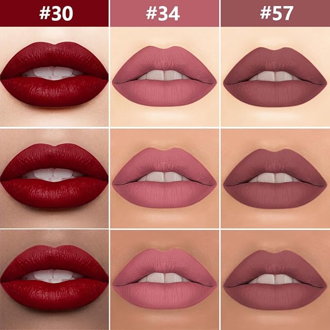 evpct 3Pcs Dark Red Nuetral Mauve Red Brown Matte Lip Liner Liquid Lipstick Stain Makeup Set for Women, Lip Liner Stain Long Lasting Waterproof Smudge Proof, Cruelty Free Lip Makeup 24 hours originale