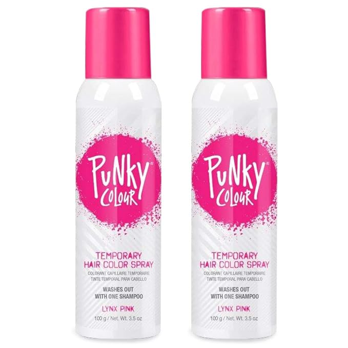 Punky Temporary Hair Color Spray – Lynx Pink, Instant Vivid Temporary Hair Dye for Women, Wash Out, Hair-Color Spray, 3.5 oz, 2 Pack