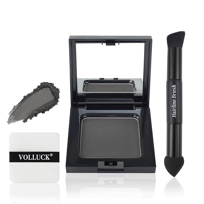 VOLLUCK Root Touch up Powder, Long-lasting Gray Hair Cover up Powder for All Hair Types, Waterproof for Women and Men (Black, 0.42 0unce)