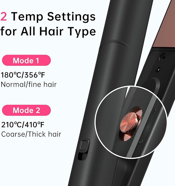 Mini Flat Iron 1 Inch Ceramic Mini Hair Straightener, Small Flat Irons for Short Hair, Curls Bangs, Dual Voltage for Travel,Dual Voltage for Worldwide Use, Black