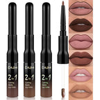 evpct 3Pcs Chocolate Nude Brown True Nude Matte Lip Liner & Liquid Lipstick Stain Makeup Set for Women, Lip Liner Stain Long Lasting Waterproof Smudge Proof, Cruelty Free Lip Makeup 24 hours originale