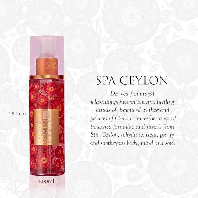 SPA CEYLON Tuberose Body Spray, Fragrant Body Mist with Lavender & Tuberose, Elegant Women's Perfume for All-Day Scent, 200 ml