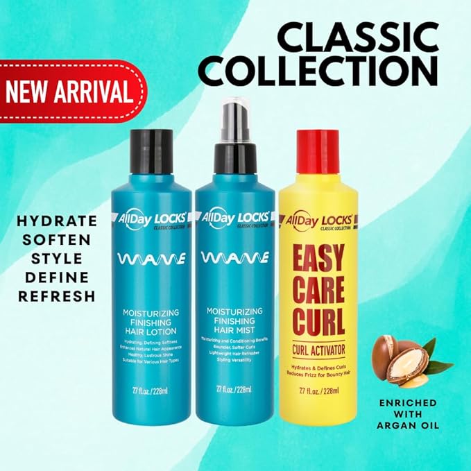 AllDay Locks Classic Easy Care Curl Activator (7.7 oz) | Hydrating & Frizz-Free Curl-Enhancer Milk | Nourish, Replenish & Define Curly Hair | Springy, Flexible Hold | 7.7 oz