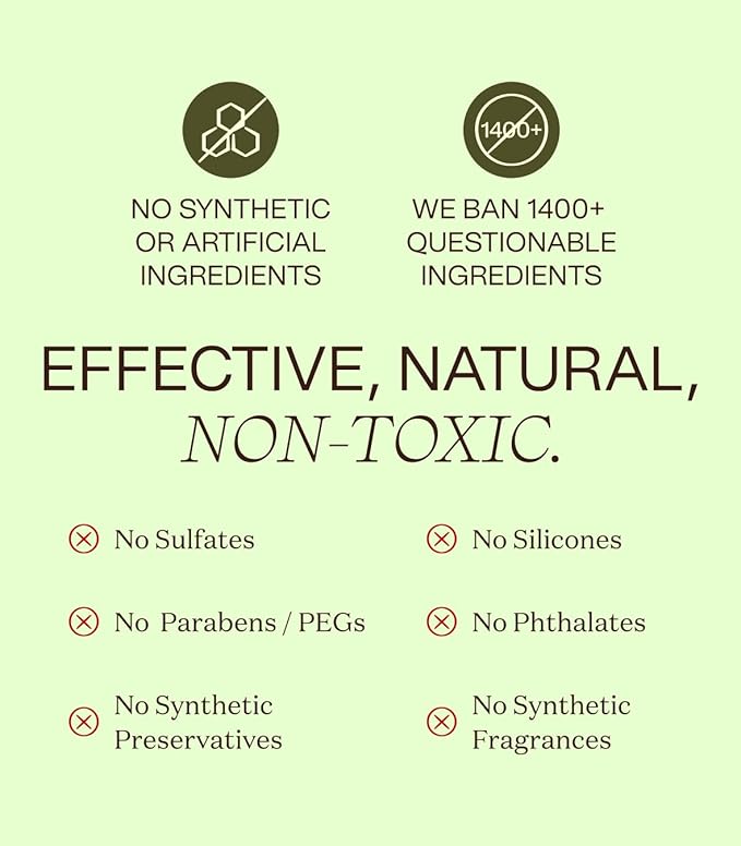 Non Toxic Vegan Shampoo with Organic Ingredients, Apple Cider Vinegar & Tea Tree Oil - Sulfate Free, Color Safe, Paraben Free, Gluten Free, Cruelty Free, pH Balanced (2-Pack)