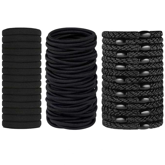 Hair Ties for girls 3 popular styles hair accessories Hair Elastics (15pcs No Damage Hair Ties 50pcs High Elastic Ties 15pcs Ponytail Holders) Pain-free No Crease multiple colors for all hair types