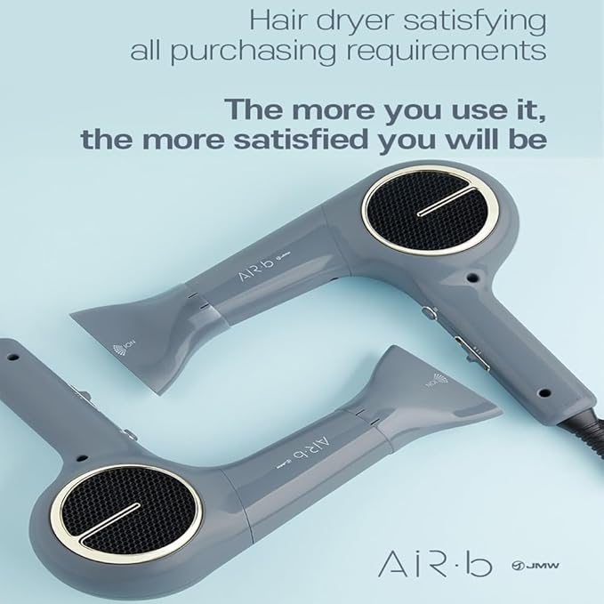 JMW Korean Professional Salon Hair Dryer AIR B with Diffuser & Dryer Stand 1600W - Light Weight, Powerful BLDC Motor, 100% Cool Wind Without Heat, Compact, Low Noise Blow Dryer for Home & Travel