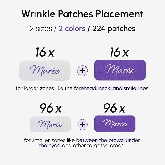 MAREE Face Lift Tape Wrinkle Patches – Anti-Wrinkle Patches for Lip – Smile Line Patches for Eyes, Neck & Forehead – Neck Lift Face Tape for Wrinkles – Overnight Lifting Stickers for Women – 224 Pcs