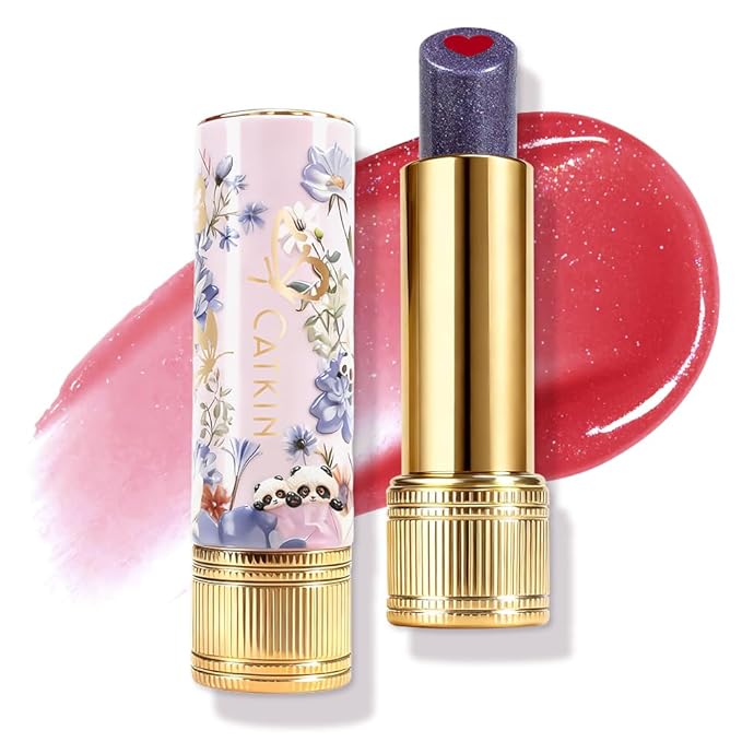 Tinted Lip Balm with Colorful Serum Core, CATKIN Cute 2-in-1 Red Lip Balm Gloss, Moisturizing with Jojoba Oil Hyaluronic acid, Citrus Tea Flavor, Trendy Lip Care for Women & Girls - C01 Red