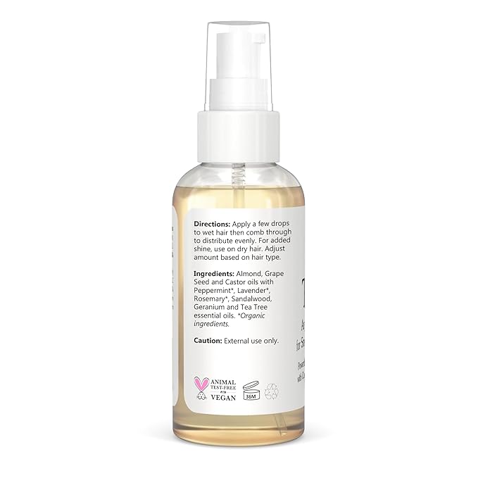 TAME Anti Frizz Smoothing Hair Styling Oil | Sulfate Free Leave In Hair Serum to Control Frizz, Add Shine for Curly, Frizzy, Dry Hair for Adults + Kids | Natural Hair Product Made in USA (4 Fl Oz)