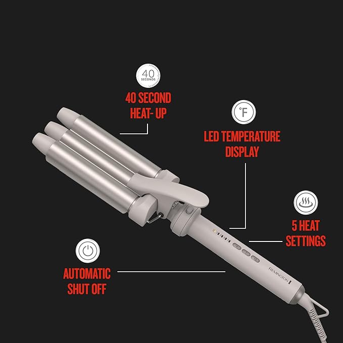 Remington Trendology 5-in-1 Multi-Styler Curling Wand Set with Ceramic Round Brush and 4 Interchangeable Ceramic Curling Wands (0.5“-1.25”)