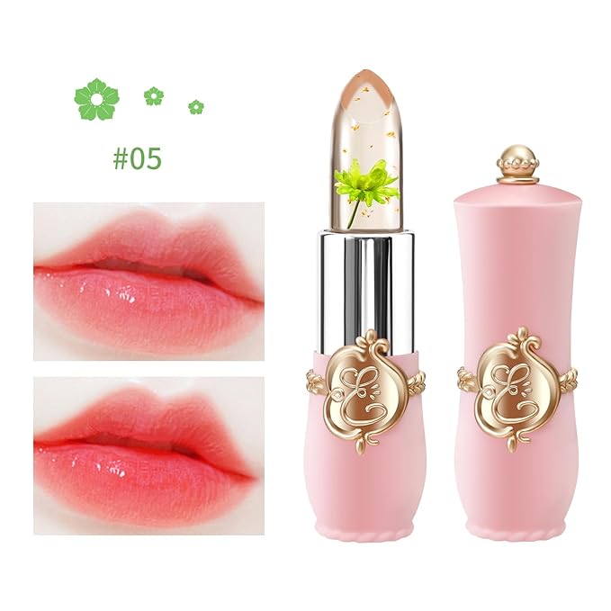 BestLand 3 Pcs/Set Flower Jelly Lipstick Set Temperature Change Moisturizer Long Lasting Nutritious Balm Magic Color Change Lip Gloss (Flower Jelly Lipstick 040506)