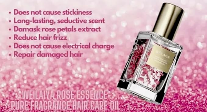Weilaiya Damask Rose Essence Pure Fragrance Hair Care Oil – 1.41 fl oz – Nourishing Oil for Dry, Damaged, Frizzy Hair – Natural Moisturizing & Smoothing Treatment for All Hair Types