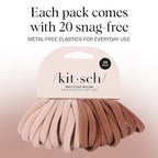 Kitsch Hair Ties No Damage - Strong, Stretchy & Snag-Free Hair Bands | Soft Nylon Ponytail Holders, Stylish Elastics for Everyday Hairstyles | Ideal Gifts for Women - Blush, 20pcs