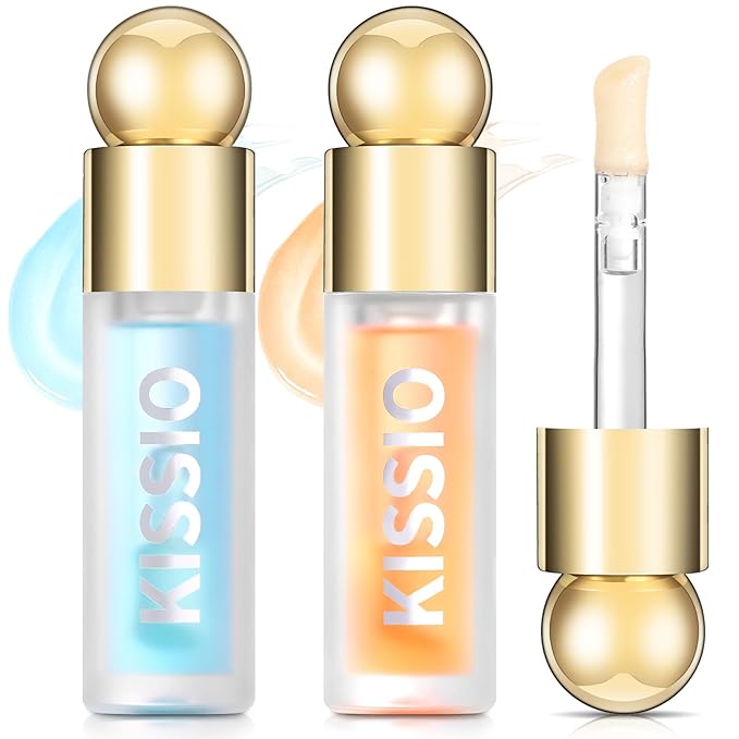 KISSIO Plumping Lip Gloss,Plumping,Moisturize and Elasticity,Lip Plumper and Lip Care for Day and Night Use,with Ginger,Peppermint and Jojoba Oil,Clear,10 ml