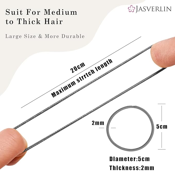 Small Hair Ties, Snag Free No Metal Elastic Ponytail Holders for Girls, Women, Men - Thin Hair Accessories for Fine to Medium Curly Hair (2mm, 80 Pcs, Gray)