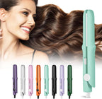 Mini Dual Purpose Curling Iron, 2025 Upgrade 2 in 1 Mini Curling Wand & Flat Iron Hair Straightener, Portable Travel Curling Wand for All Hair Types (Green)